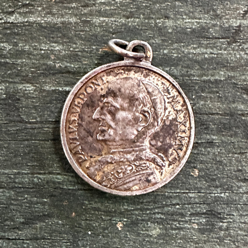 Vintage Time Worn Double Sided Catholic Devotional Pendant Pendant