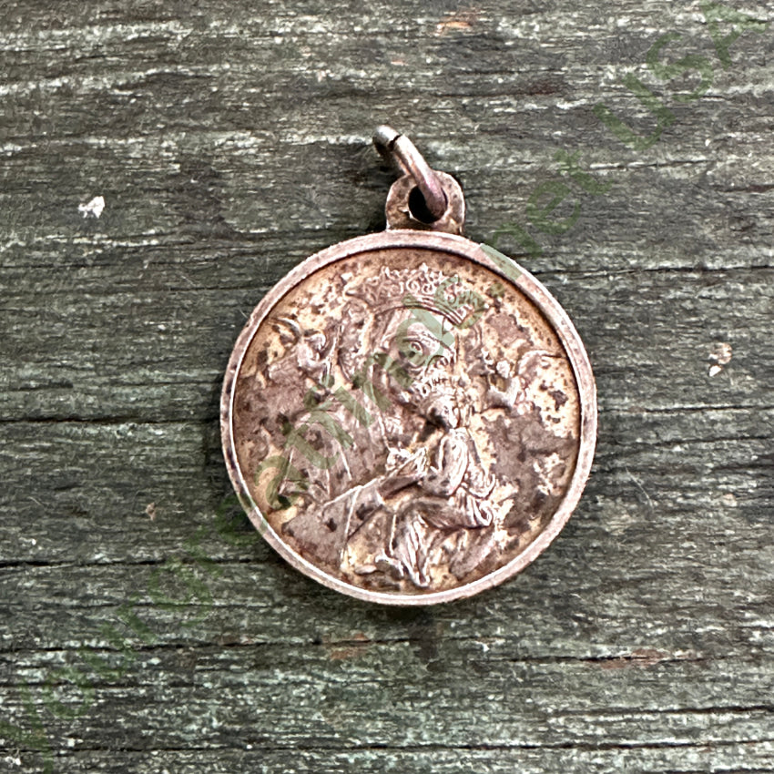 Vintage Time Worn Double Sided Catholic Devotional Pendant Pendant