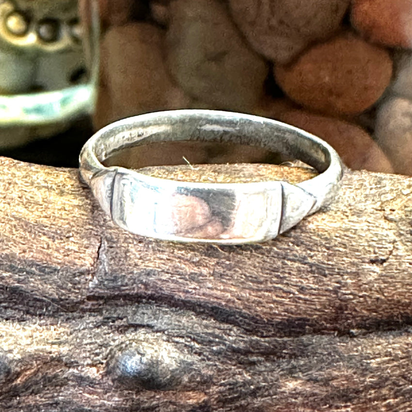 Vintage Time Worn Sterling Silver Id/ Signet Ring Size 7