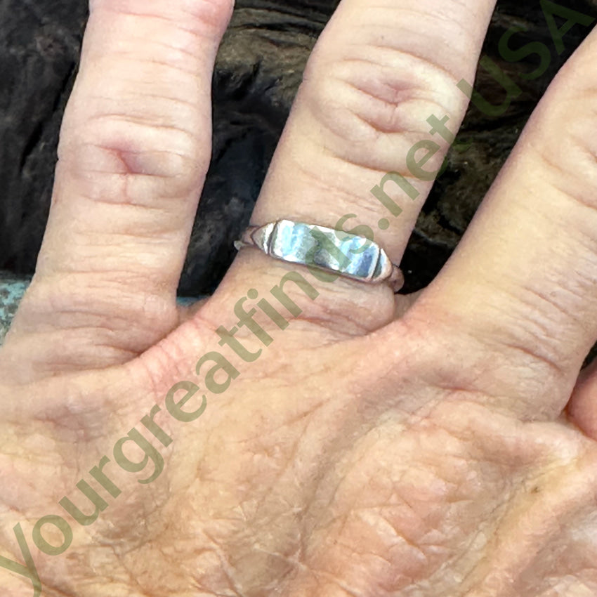 Vintage Time Worn Sterling Silver Id/ Signet Ring Size 7