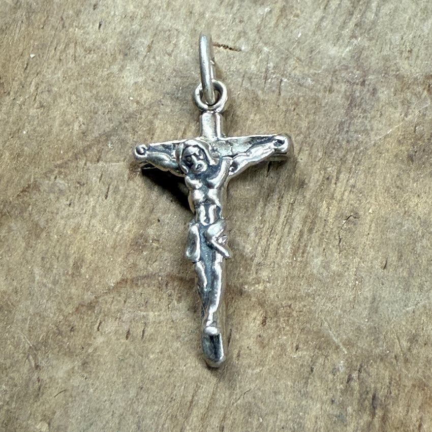 Vintage Tiny Sterling Silver Crucifix Pendant pendant