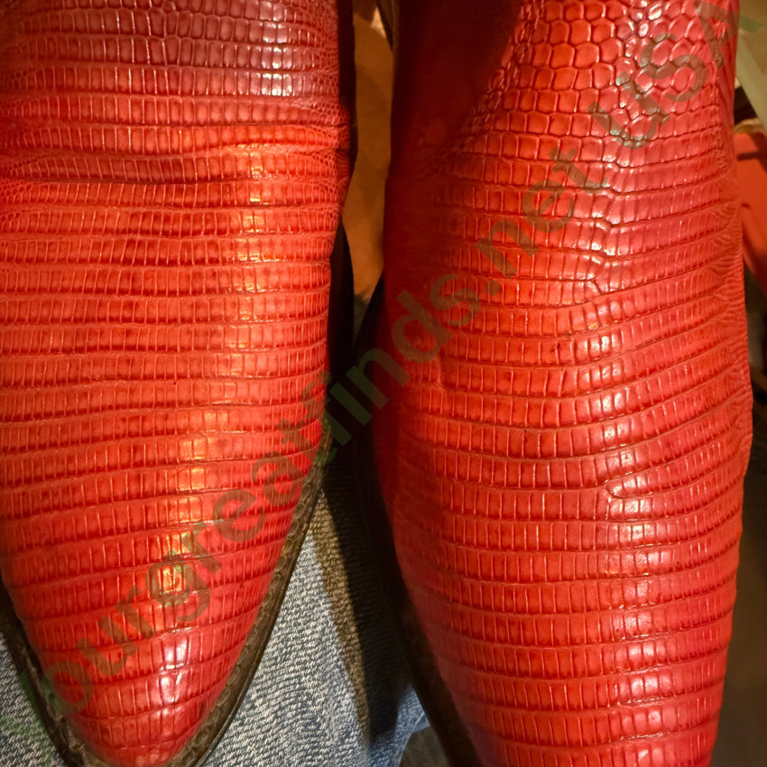 Vintage Tony Lama Black & Red Lizard Leather Western Boots 9D cowboy boots