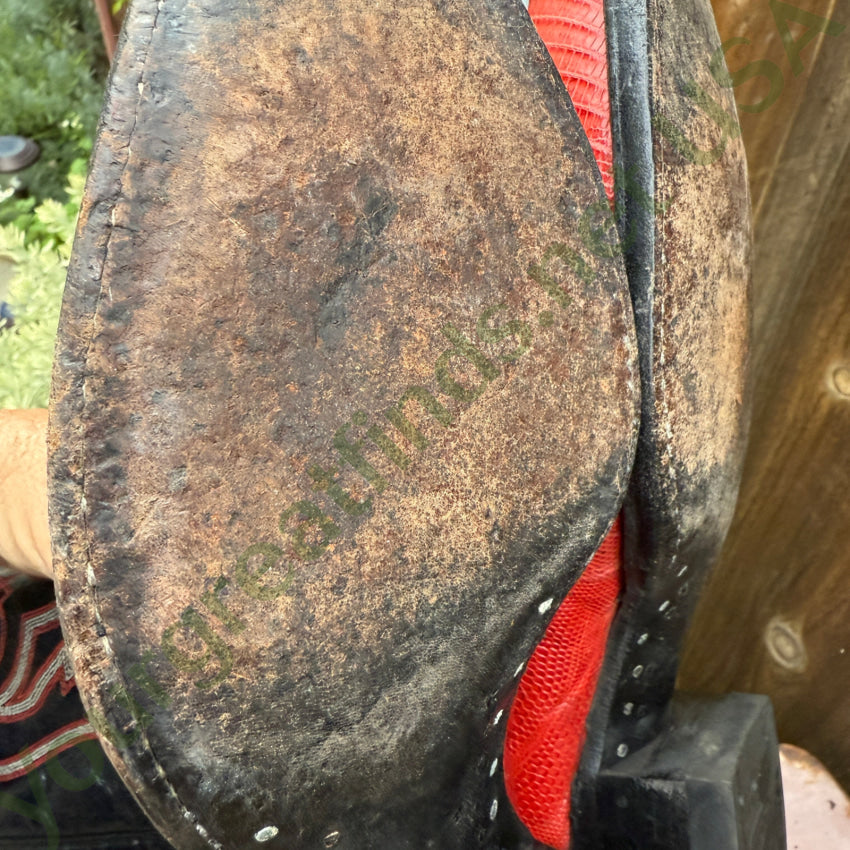 Vintage Tony Lama Black & Red Lizard Leather Western Boots 9D cowboy boots