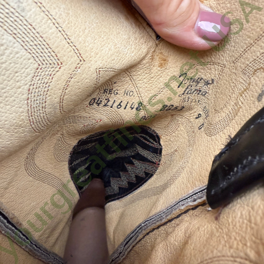 Vintage Tony Lama Black & Red Lizard Leather Western Boots 9D cowboy boots