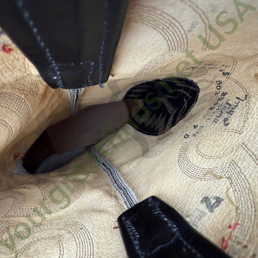 Vintage Tony Lama Black & Red Lizard Leather Western Boots 9D cowboy boots