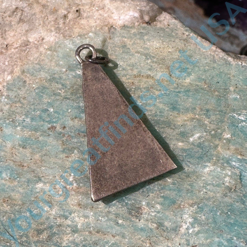 Vintage Triangular Channel Inlay Turquoise Pendant 925