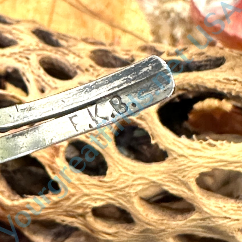 Vintage Turquoise Knife Edge Stamped Sterling Silver Bracelet Navajo