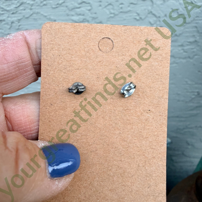 Vintage Turquoise Nugget Bead & Sterling Silver Pierced Earrings earrings