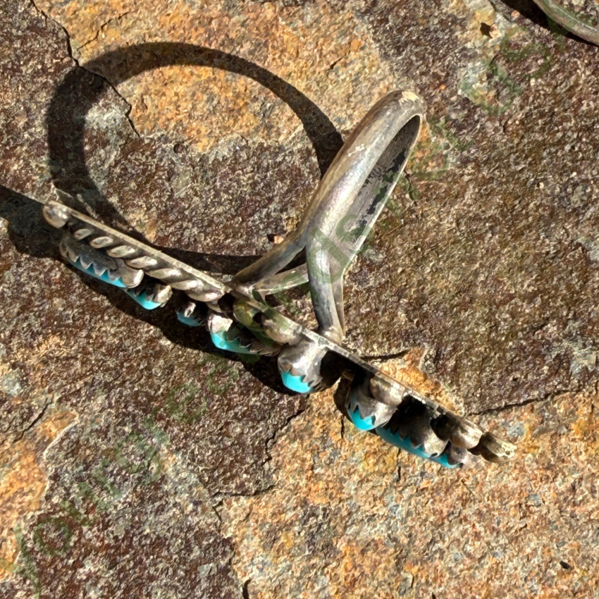 Vintage Turquoise Rosette Petit Point Cluster Ring 6 ring