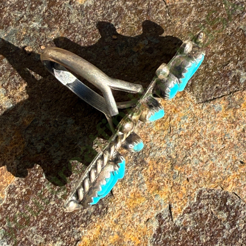 Vintage Turquoise Rosette Petit Point Cluster Ring 6 ring