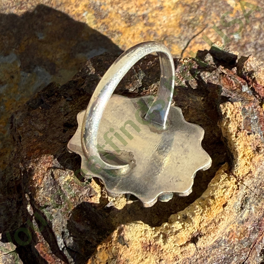 Vintage Turquoise Rosette Petit Point Cluster Ring 7 1/8 ring