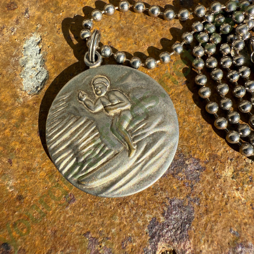 Vintage Turquoise & White Surfer St. Christopher Necklace St. Christopher Necklace