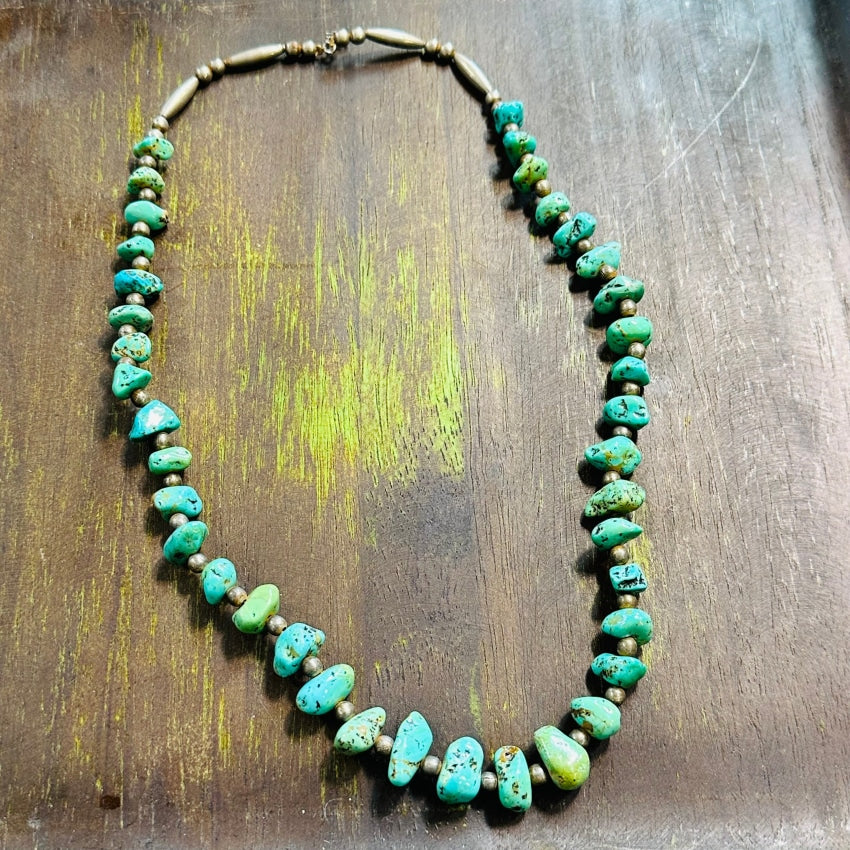 Vintage Vibrant Turquoise Nugget Necklace