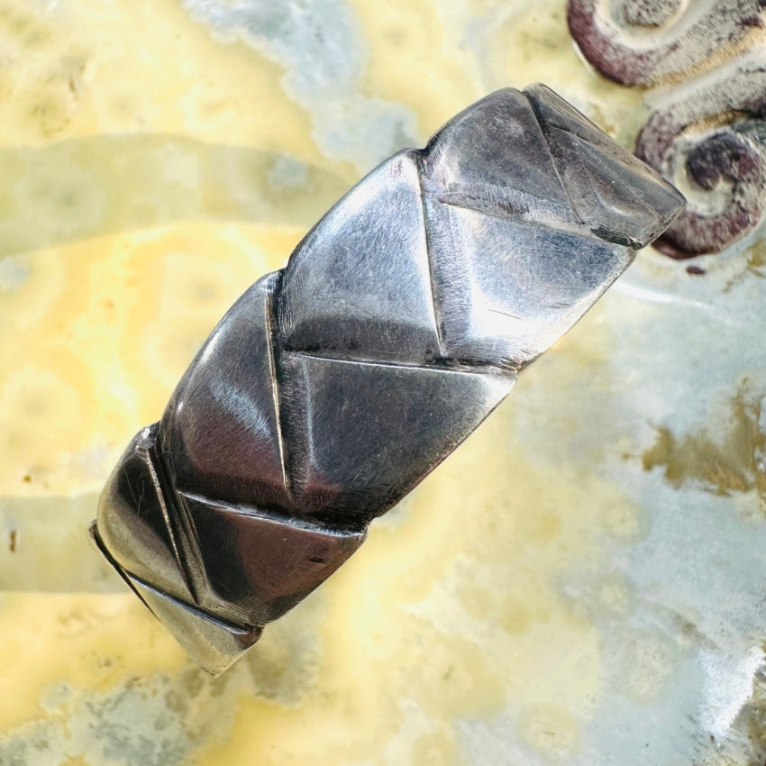 Vintage Weave Etched Sterling Silver Cuff Bracelet