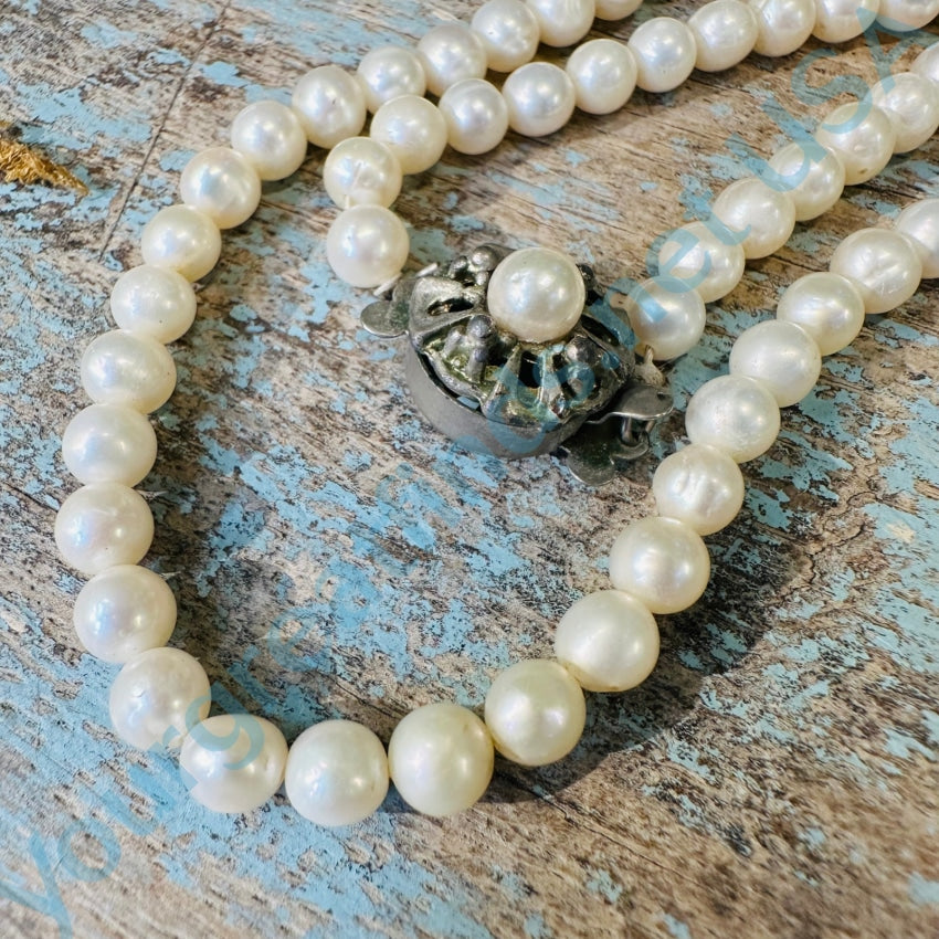 Vintage White Cultured Pearl Necklace 16 5.6Mm