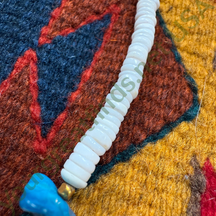 Vintage White Hawaiian Puka Shell & Turquoise Beaded Necklace necklace