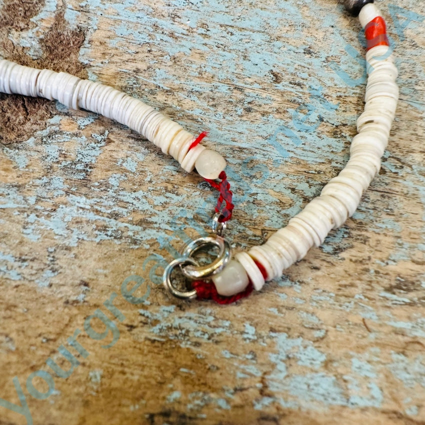 Vintage White Heishi Bead Summer Necklace