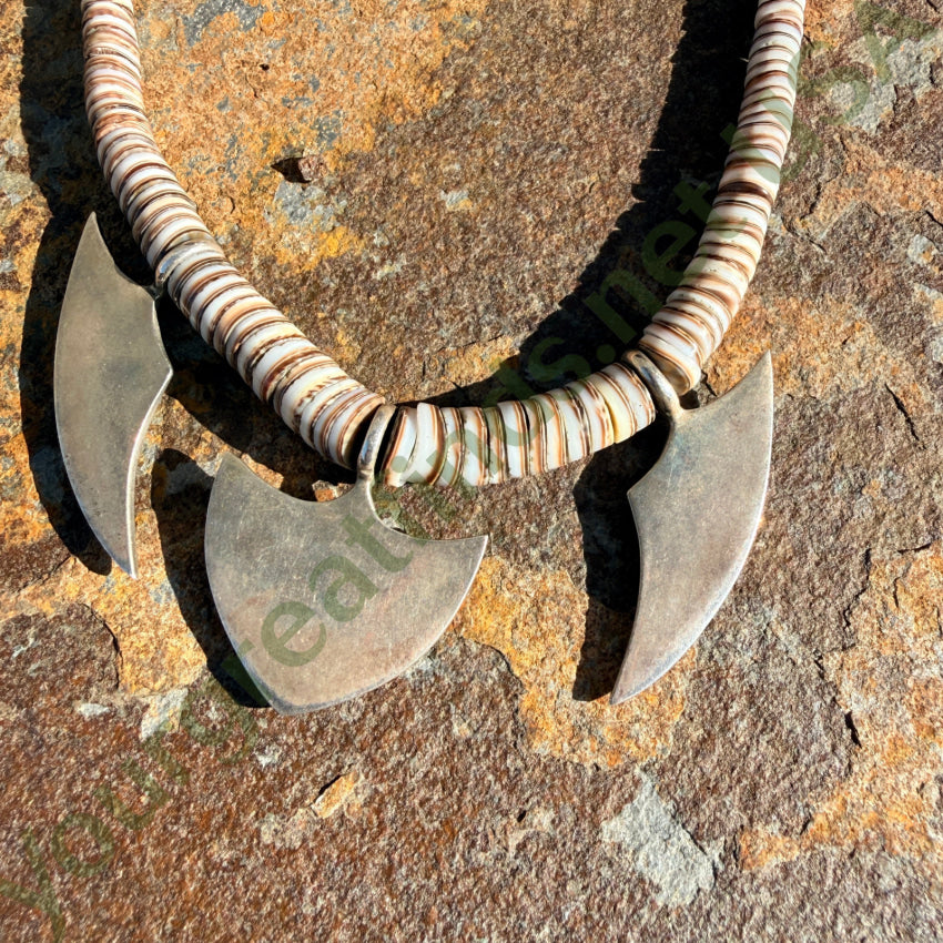 Vintage White Heishi Turquoise & Sterling Silver Navajo Necklace necklace