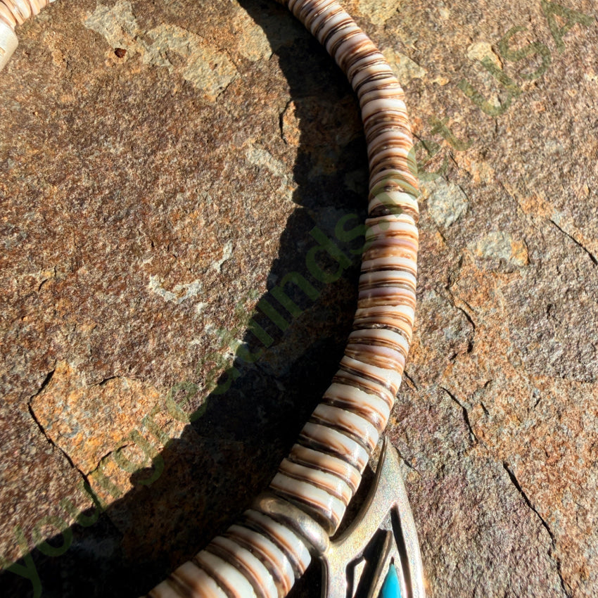 Vintage White Heishi Turquoise & Sterling Silver Navajo Necklace necklace