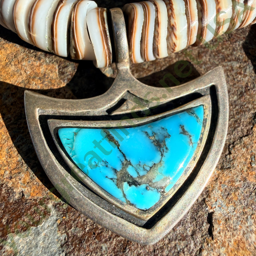 Vintage White Heishi Turquoise & Sterling Silver Navajo Necklace necklace