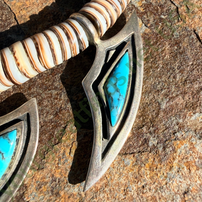 Vintage White Heishi Turquoise & Sterling Silver Navajo Necklace necklace