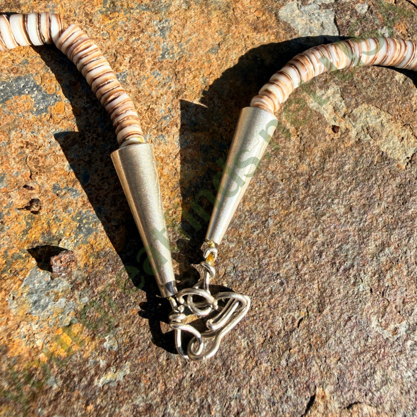 Vintage White Heishi Turquoise & Sterling Silver Navajo Necklace necklace