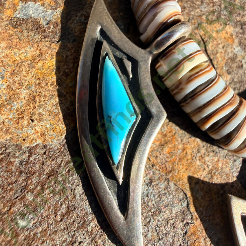 Vintage White Heishi Turquoise & Sterling Silver Navajo Necklace necklace