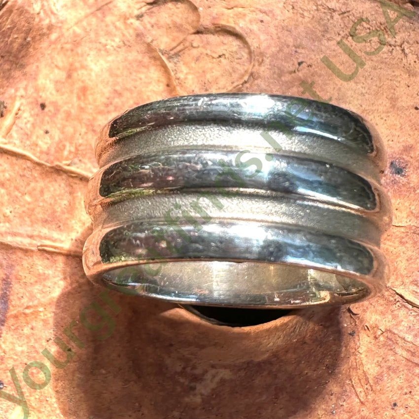 Vintage Wide Sterling Silver Blue Topaz Band Ring Size 6