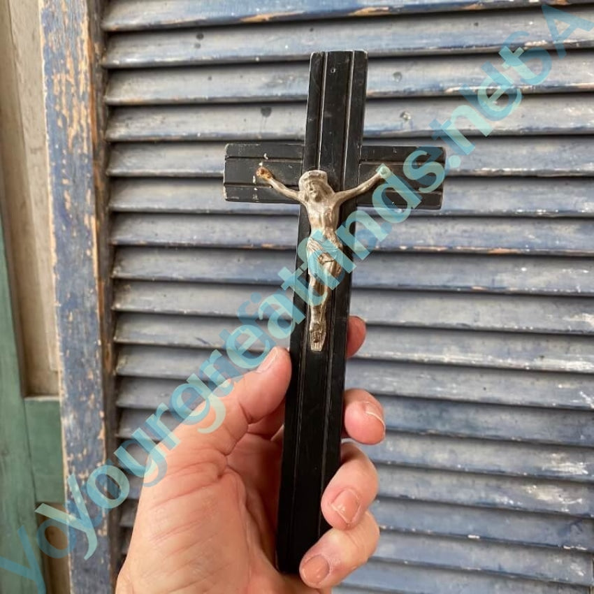 Vintage Wood and Metal Wall Crucifix Yourgreatfinds