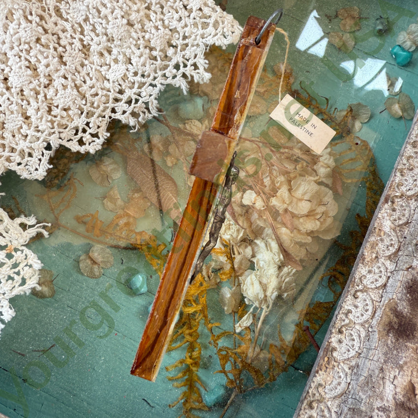 Vintage Wood & Mother of Pearl Crucifix Made in Palestine crucifix