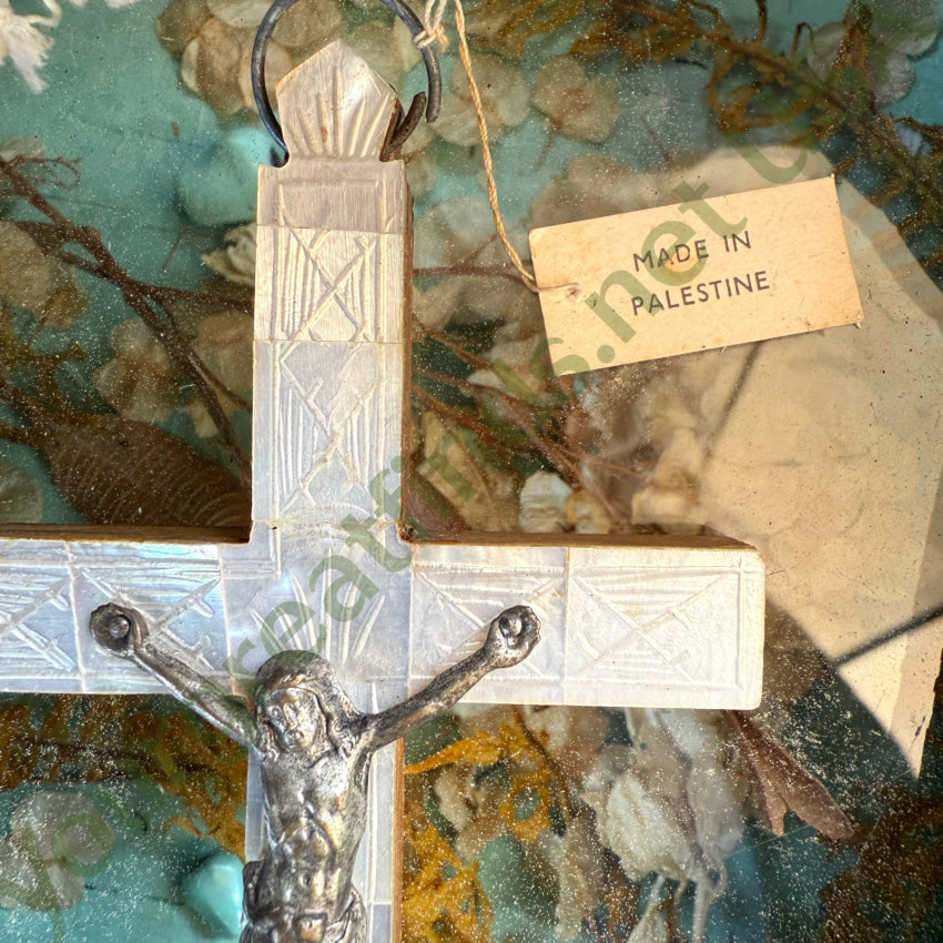 Vintage Wood & Mother of Pearl Crucifix Made in Palestine crucifix
