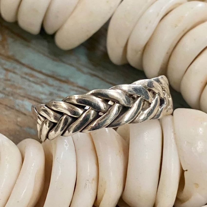 Vintage Woven Sterling Silver Band Ring Size: 12.75 Rings