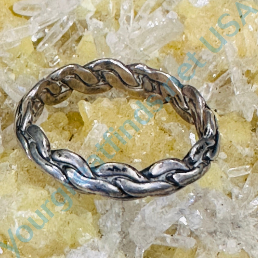 Vintage Woven Sterling Silver Band Ring Size 7