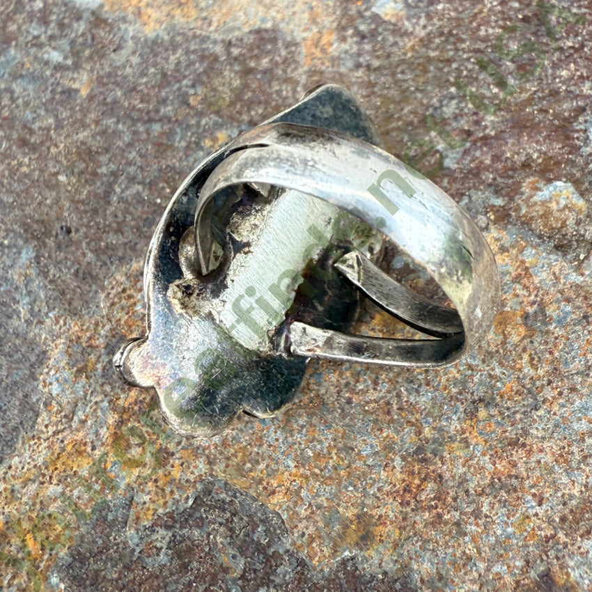 Vintage Wrought SIlver Navajo Morenci Mine Turquoise Ring Size 7 Ring