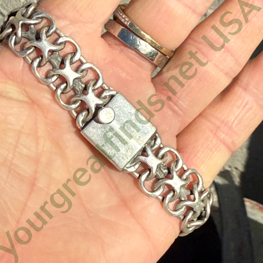 Vintage ’X’ Link Wide Sterling Silver Bracelet Mexico bracelet