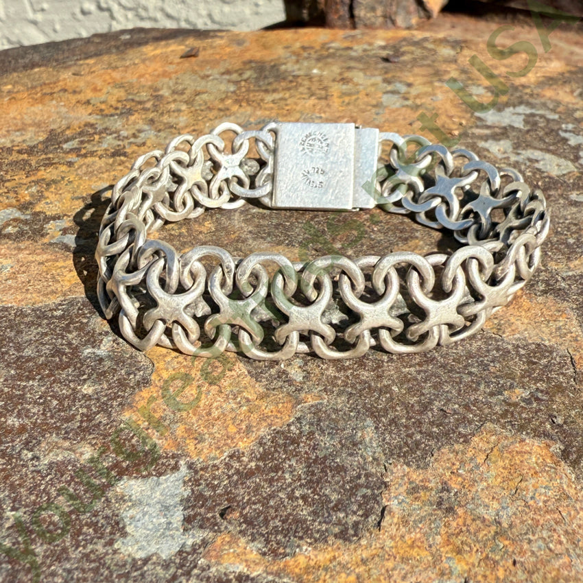 Vintage ’X’ Link Wide Sterling Silver Bracelet Mexico bracelet