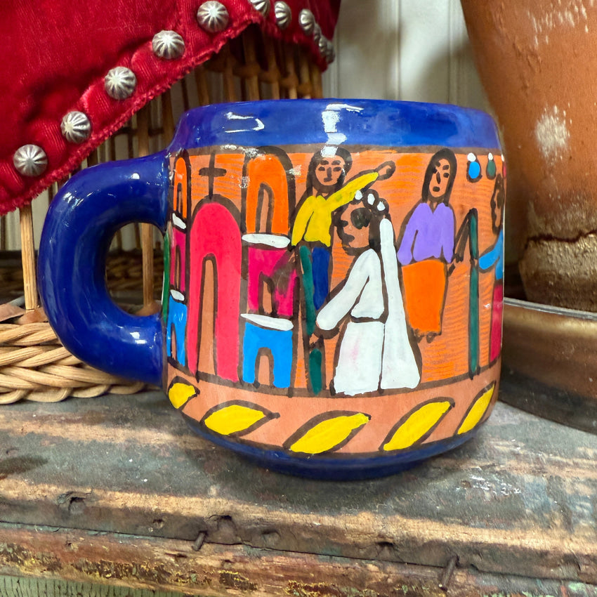 Vintage Xalitla Clay Storyteller Mug Guerrero Mexico mug