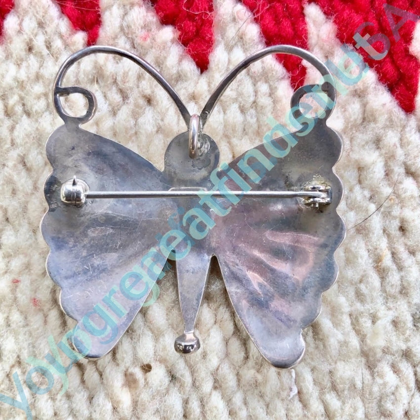 Vintage Zuni  Butterfly Pendant Pin Channel Inlay Yourgreatfinds