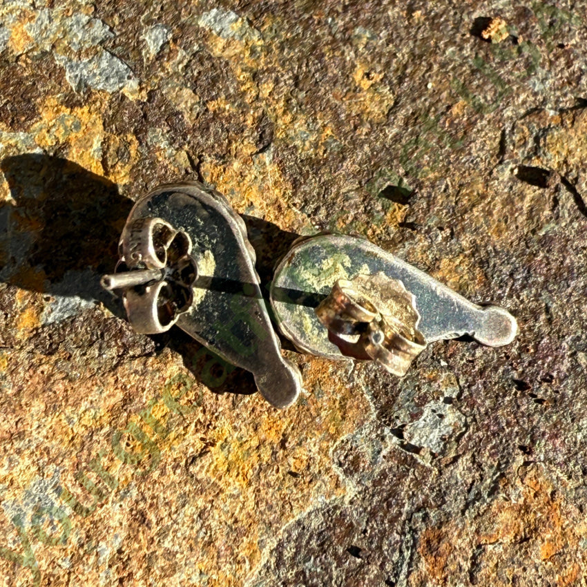 Vintage Zuni Green Snake Eye Turquoise Pierced Post Earrings 925 earrings