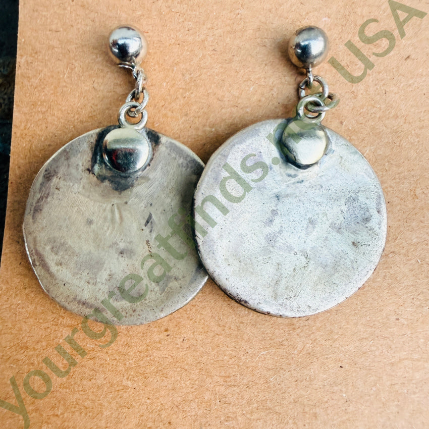 Vintage Zuni Mother-of-Pearl & Turquoise Pierced Post Earrings pin brooch