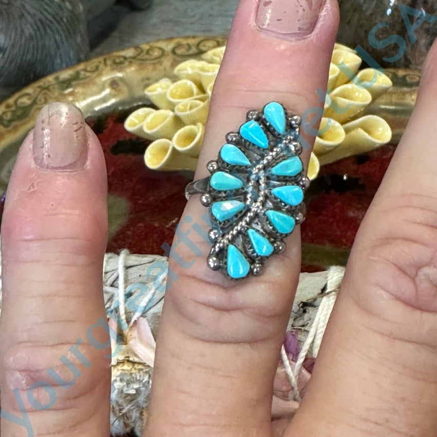 Deals Sterling Petit Point Turquoise Ring