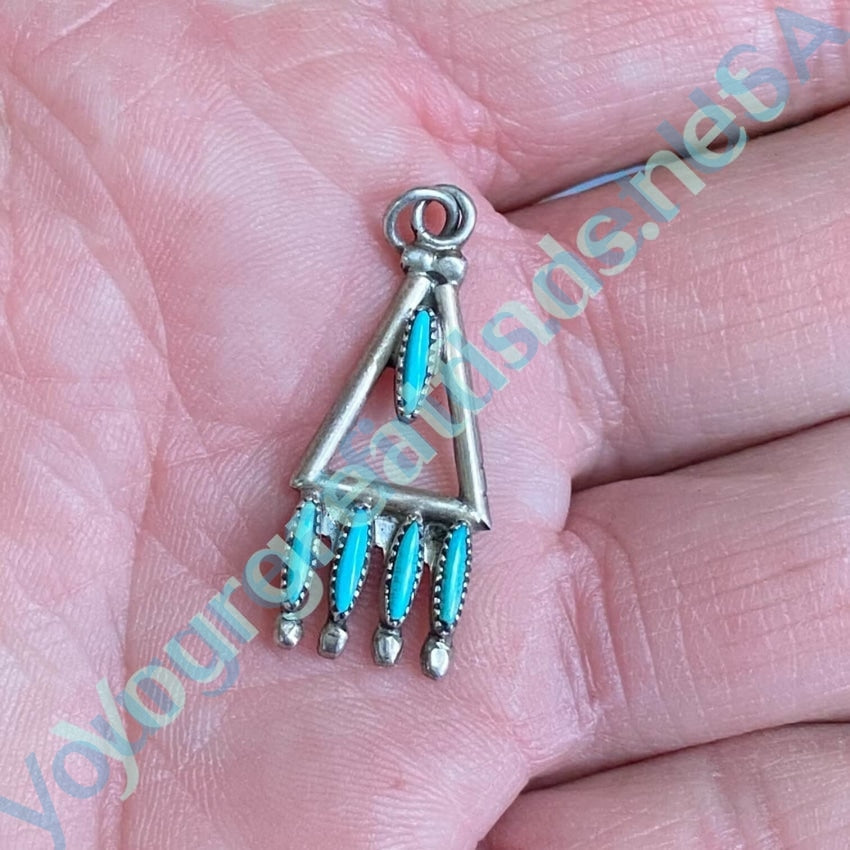 Vintage Zuni Rain Cloud Pendant Needlepoint Turquoise 925 Silver Yourgreatfinds