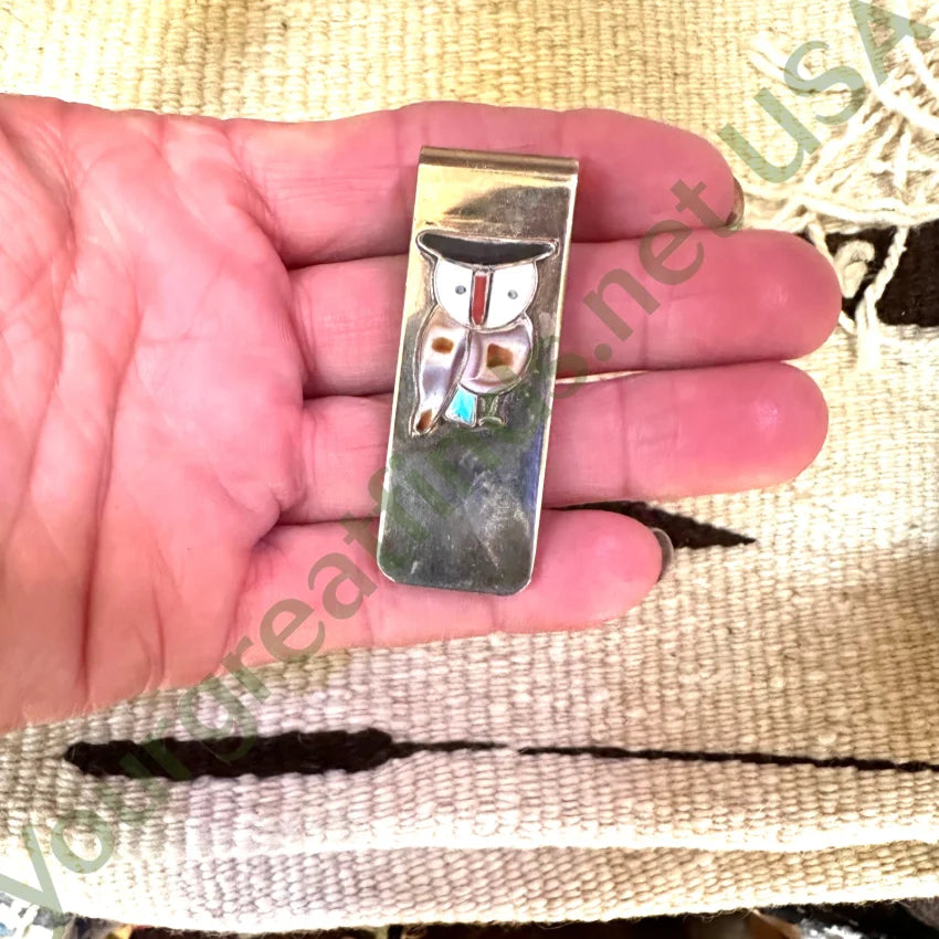 Vintage Zuni Sterling Silver Channel Inlay Money Clip