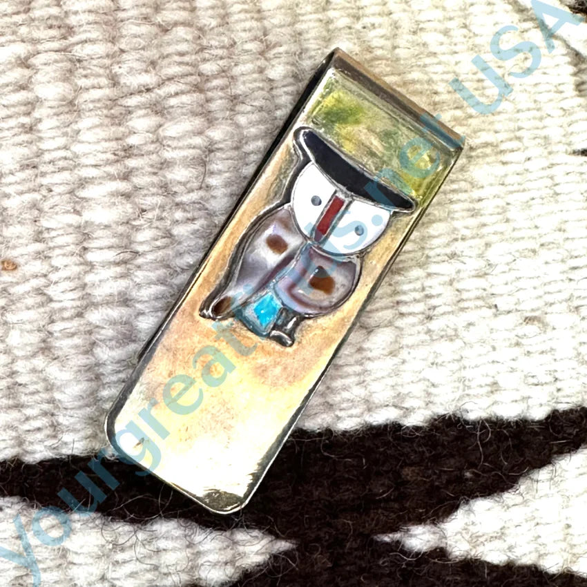 Vintage Zuni Sterling Silver Channel Inlay Money Clip