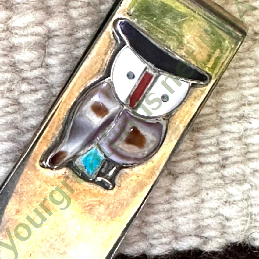Vintage Zuni Sterling Silver Channel Inlay Money Clip