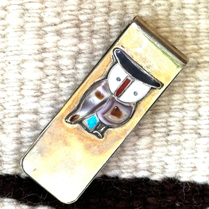 Vintage Zuni Sterling Silver Channel Inlay Money Clip