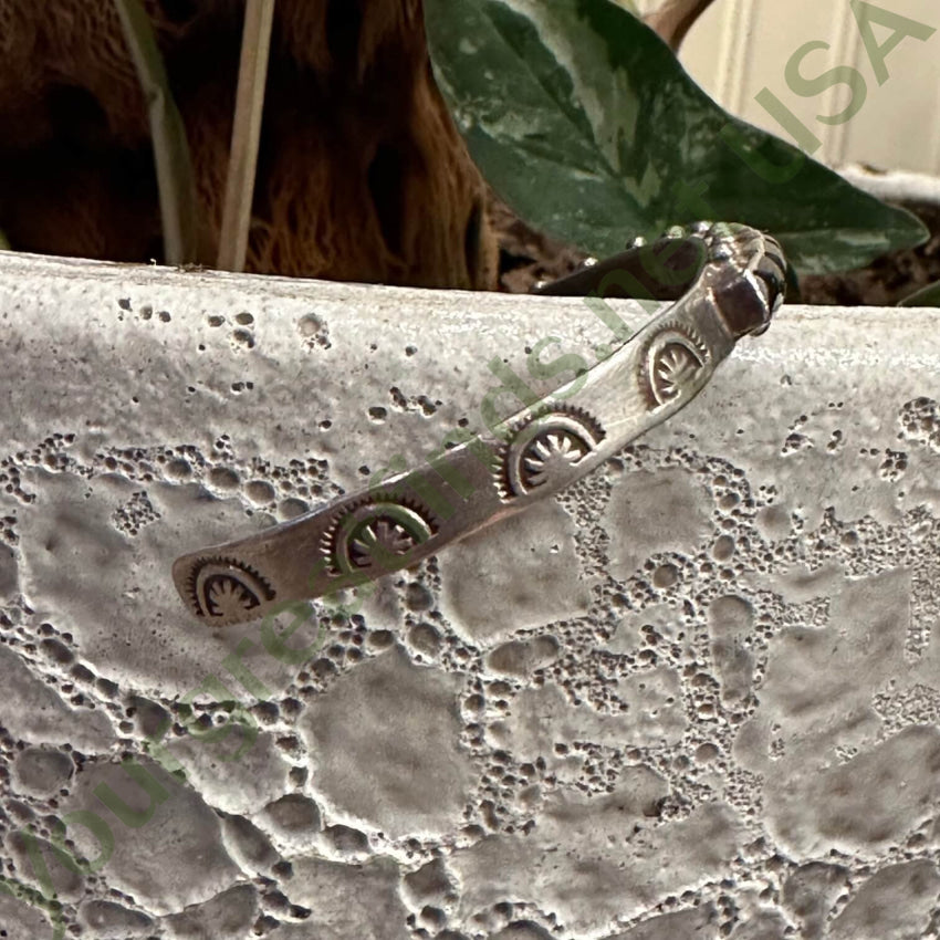 Vintage Zuni Sterling Silver Jet Row Bracelet Ernest & Vivnita Bewanika