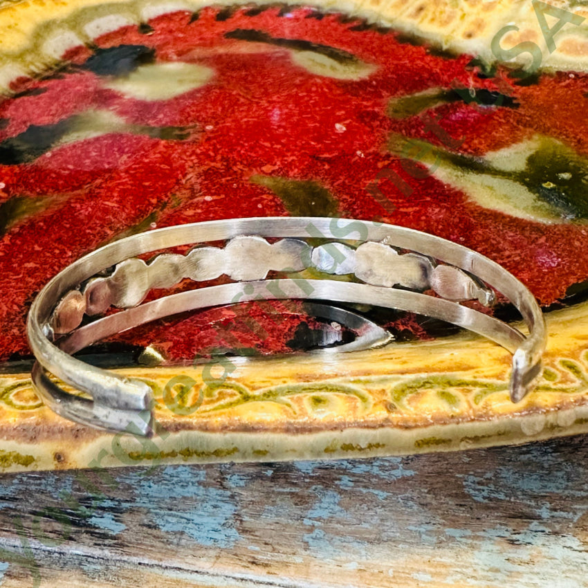 Vintage Zuni Sterling Silver Needlepoint Turquoise Bracelet