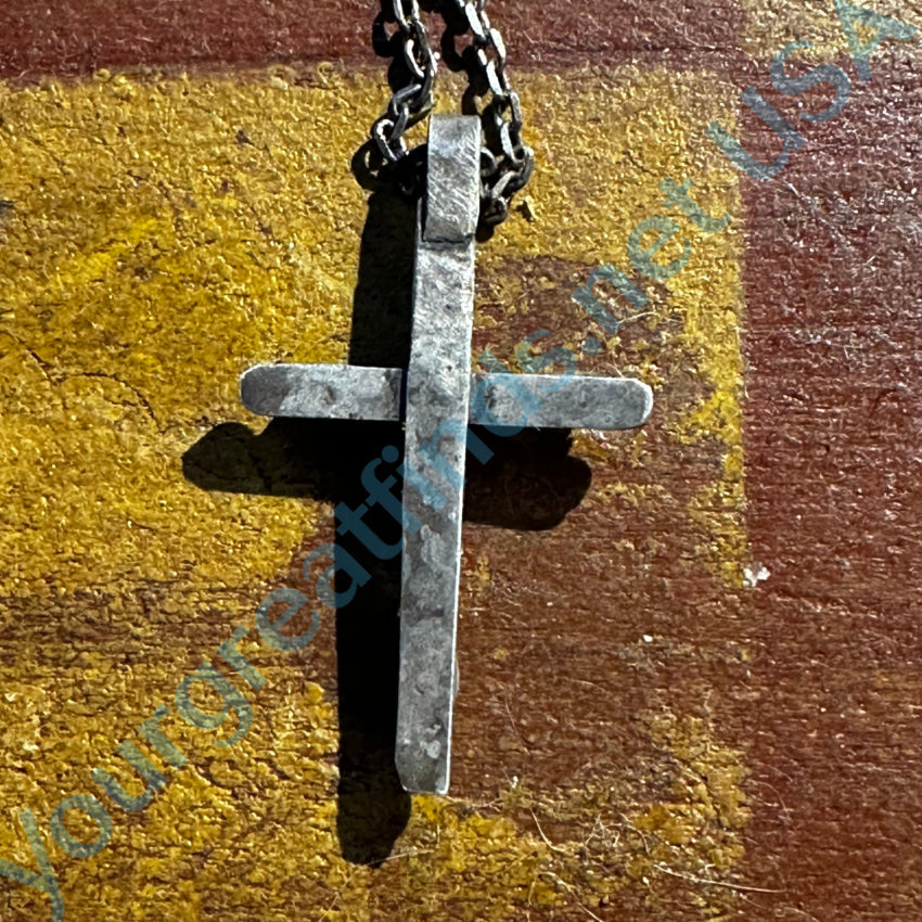 Vintage Zuni Sterling Silver Needlepoint Turquoise Cross Necklace