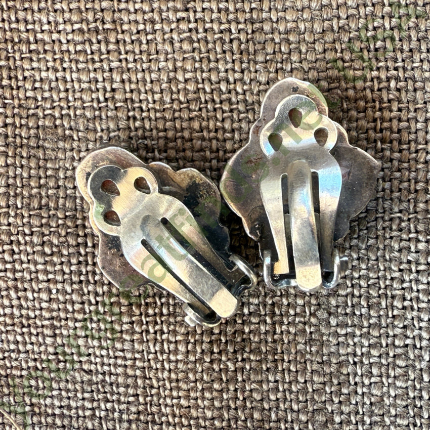 Vintage Zuni Sterling Silver & Turquoise Clip On Earrings earrings